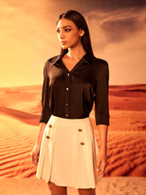 Satin Shirt with Pleated Mini Skirt